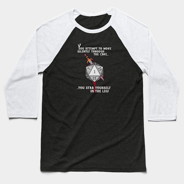 Dark Caves and Bad Dice Baseball T-Shirt by retrochris